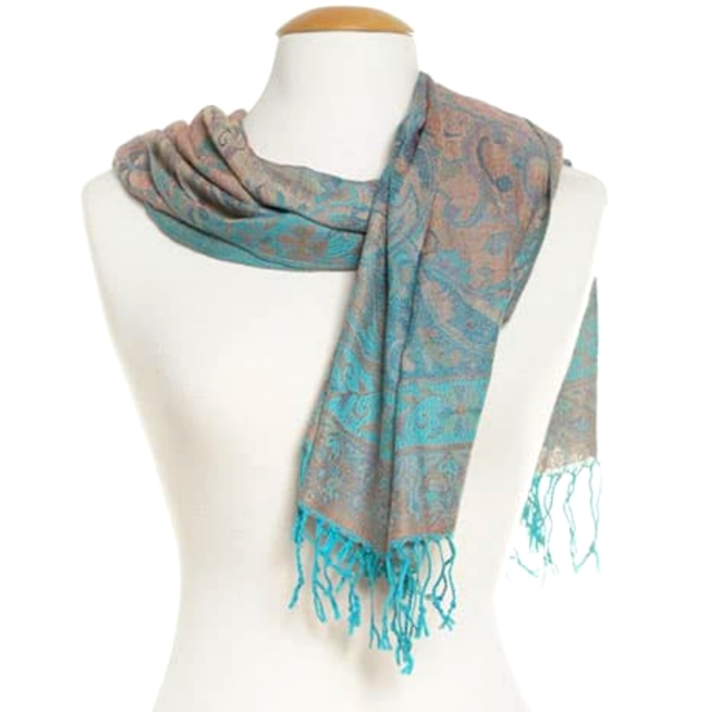 Womens Woven Floral Vine Jacquard Pashmina